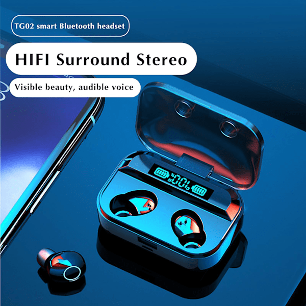 Trådløst Bluetooth-headset TWS- Mini In Ear Game Digital Display To Ører