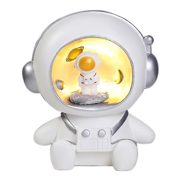 Tegneserie Astronaut Astronaut Lille Nattelys Harpiks Ornamenter Børns Fødselsdag Gave Piggy Bank Dekoration（Hvid）