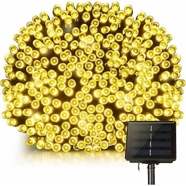 Aurinkokennovalosarja, 200 LED:n vedenpitävä valosarja ulkokäyttöön, 22 m, 8 tilaa puutarhaan, kotiin, terassille, pihalle, puille, juhliin, häihin, lämmin valkoinen [Energ