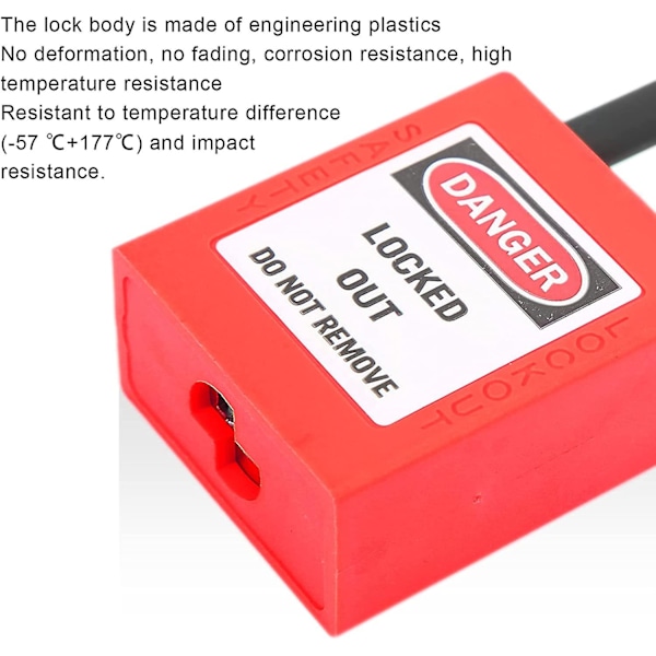 Lockout-lås, 38mm Lockout Station Lockout hængelåssæt, sikkerhedshængelås med 2 nøgler pr. lås, 5 sæt (rød)