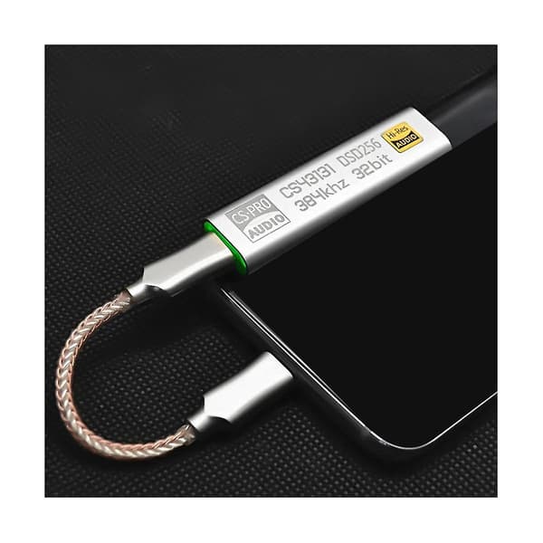 TYP C till 3,5 MM DSD256 Dekoder för Android Hörlursförstärkare Adapter DAC Bärbar USB Logic Hifi (Silver)
