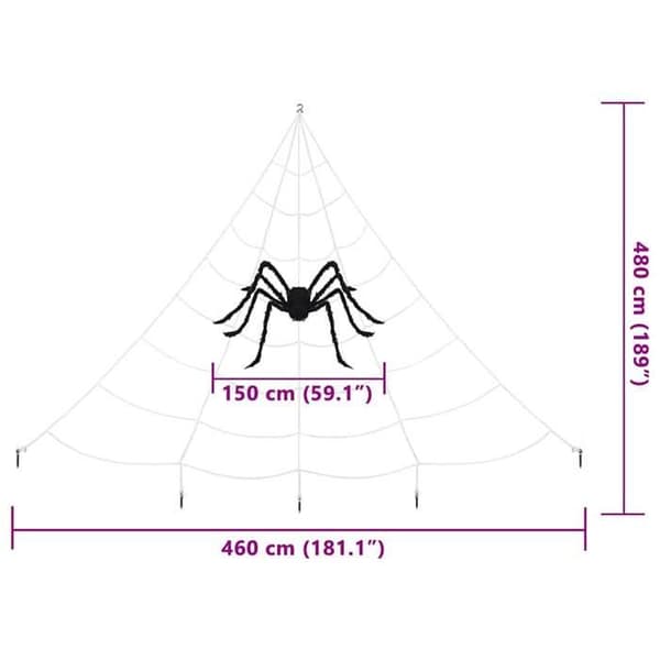 vidaXL Halloween Edderkoppdekorasjon med Spindelvev, 4 stk, Polyester, Halloween-dekorasjon, Gotisk Stuepynt 42020055