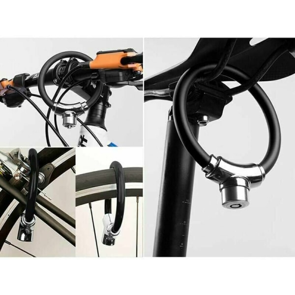 Cykelfælg Skivebremselås Bærbar stålkabel Anti-tyveri ringlås (sort)