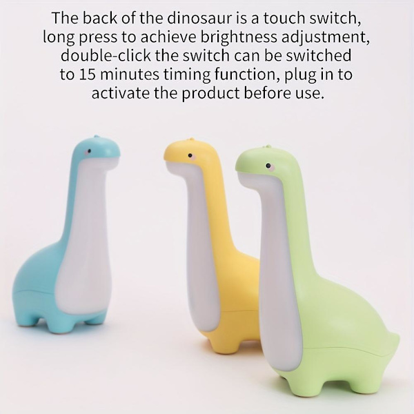 Dinosaurie Nattlampa Kreativ Led Timing Sovande Ljus Barn Sovrum Mjukt Ljus Usb Laddningsbar Dimbar Atmosfär Ljus（blå）