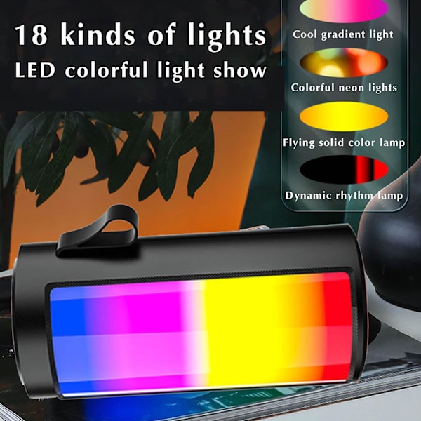 Langattomat Bluetooth-kaiuttimet, joissa on LED RGB -valot ja 4 rytmitystilaa (musta)