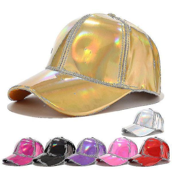 Blændende maling overflade baseball cap street scene performance hat pu and duck tunge spejl g-dragon caps (hvid)