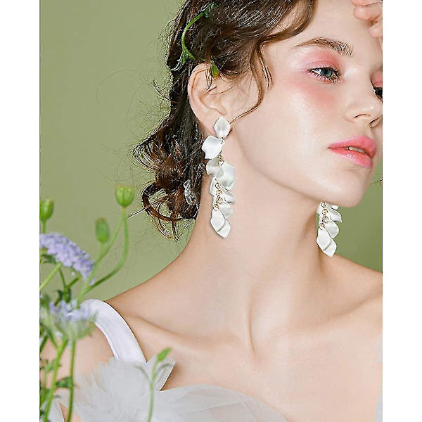 Lange Akryl Rose Kronblad Øreringe Dangle Overdrevne Blomster Øreringe Drop Statement Blomster Kvast Øreringe Til Kvinder Og Piger