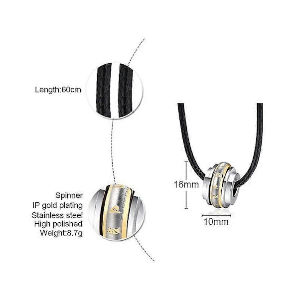 Halsband med lyckobärsberlock för män, snurrande lyckoamulett, rostfritt stål, religiös buddhism, lotus smycke