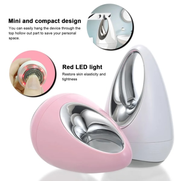 Bärbar mikroströmsuppstramande massageapparat Mini LED Foton Vibration Ansiktslyftinstrument Anti-rynkor Rynkor Hudvård