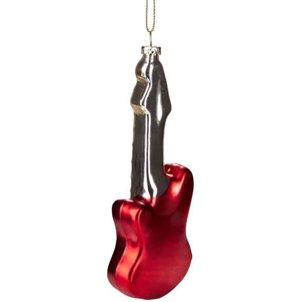 BRUBAKER Gitarr - Handmålad julkula i glas - Roliga dekorativa figurer - 15 cm vit XXS