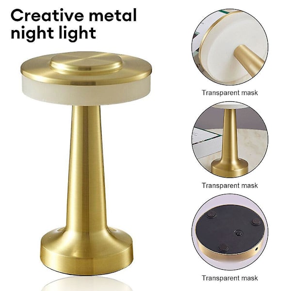 Modern LED-bordslampa med touch-dimmer, USB-laddningsbar sladdlös bar nattlampa -GSL（Silver）