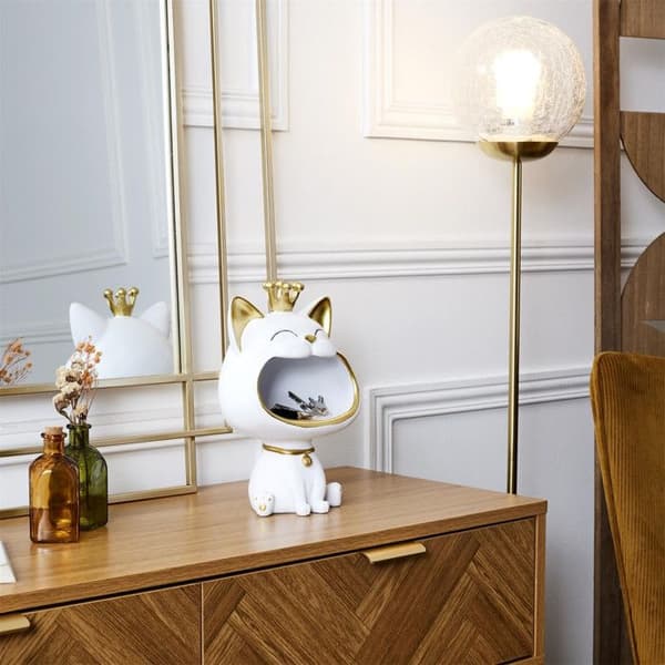 Staty - HOME DECO FACTORY - Prydnadsfat - Elegant - Vit och Guld