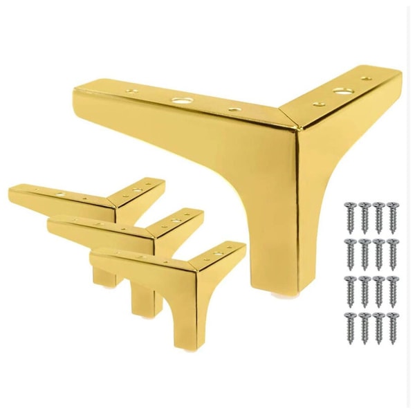 4-delat set Guld Metall Triangulära sängben Gör-det-själv-möbler Soffben med skruvar - 10 cm