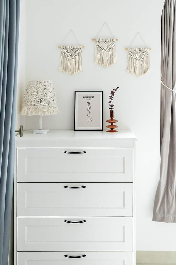 Mini Macrame Seinävaate 3 söpöä Macrame Lomakoristetta Boho Art Kudottu Dekor