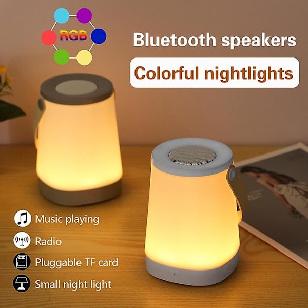 Bluetooth-højttaler, natlys, LED-natlampe, sengebordslampe til soveværelset, Bluetooth-højttalerlampe, atmosfærelampehøjttaler, RGB-bordlampe, genopladelig N