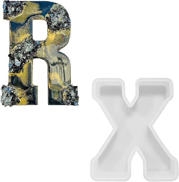 4-tums X Form för Resin Gjutning 3D Bokstav, Silikon Epoxy Form