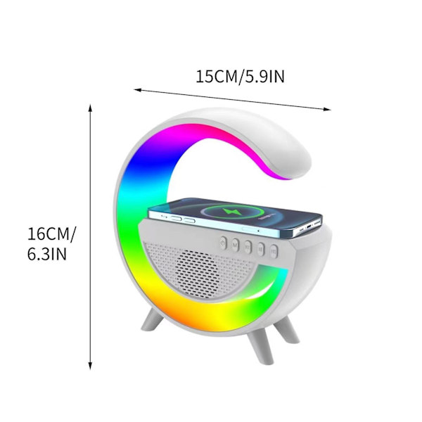 Älykäs Bluetooth-kaiutin langattomalla latauksella, yöpöydän pieni yövalo G500 Bluetooth-äänentoisto (valkoinen)