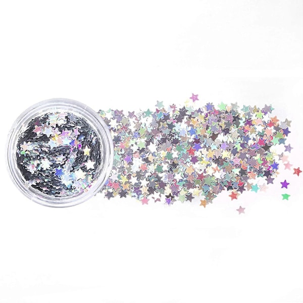 Laser Tiny Star Glitter Sparkle Shiny Falska Naglar Sekvenser Akryl Pailletter Redial Naglar Fest Dekoration DIY Hantverk Premium Nagelkonst Kropp Öga B