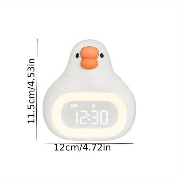 Fed Goose Smart Mini Program Vækkeur Timevisende Tegneserie Digitalt Ur Dæmpbart Nattelys（gul）