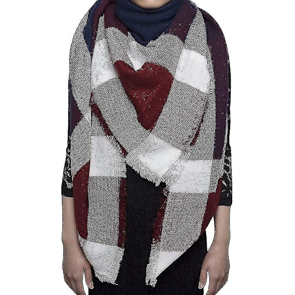 Dametørklæde Ternet Oversized Firkantet Tæppe Tørklæde Efterårstørklæde Vintertørklæde