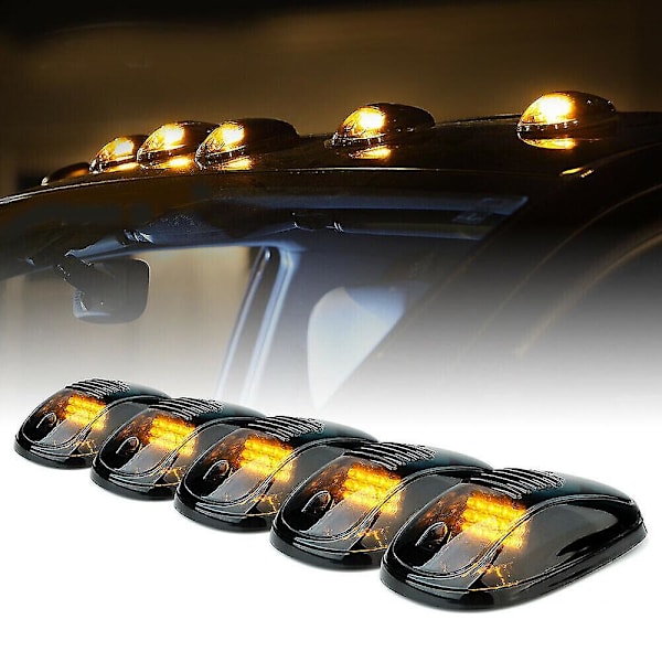 5 stk. ravfargede LED-takmarkører for lastebil, Jeep, Dodge, SUV