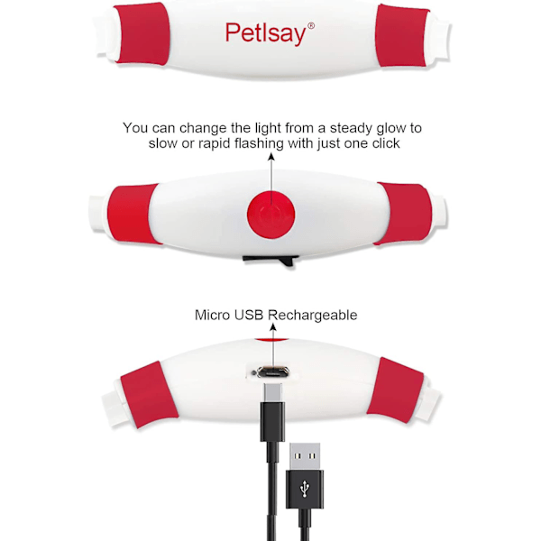 LED-valaisin, ladattava USB-liitäntäinen, vedenpitävä, säädettävä pituus (punainen)