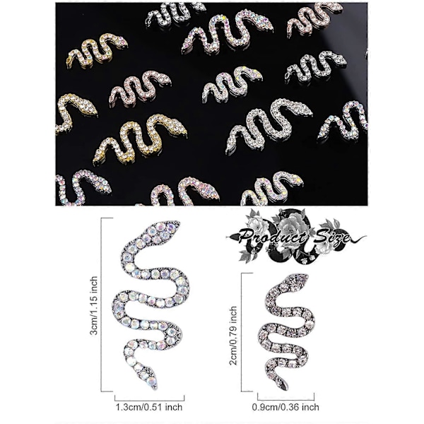 16 stycken orm nagelcharms strass metallcharm för naglar legering AB kristaller ädelstenar diamanter för nagel flatback nagelkonst strass för kvinnor flickor
