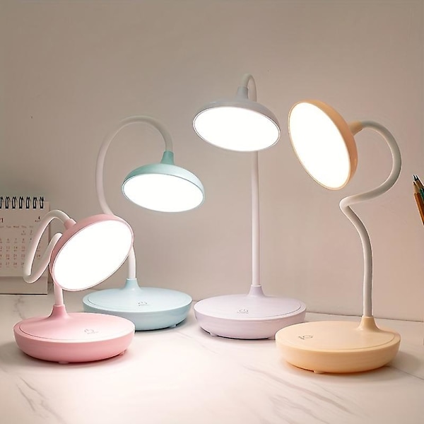 Lille skrivebordslampe til studieværelse, sovesal, hjem, USB-øjenbeskyttelseslampe, skrivebordslampe, studenterlampe, LED-opladningslampe, soveværelseslampe, sengebordslampe (elfenbenshvid)