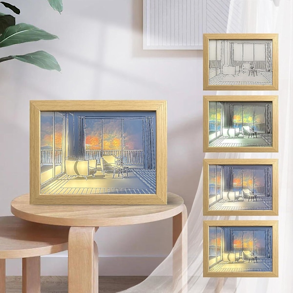 Ljusmålning Dekorationskonst Målning Ljus Fotoram Vägg Sovrum Vardagsrum Heminredning, LED Lysande Fotoramar (15,2x20,3cm, Höst)