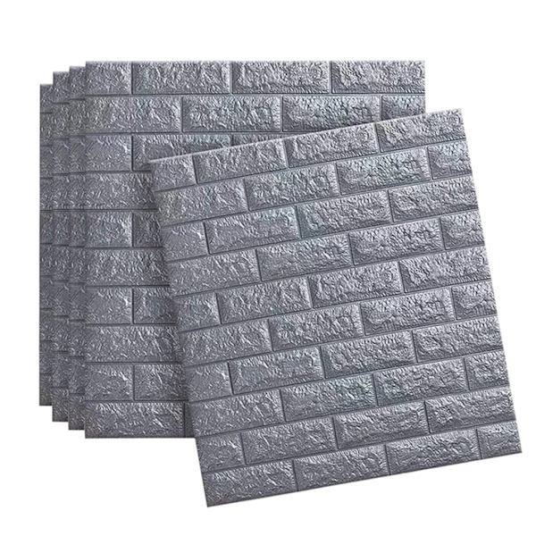 10 kpl Harmaa 3D tiili tapetti, seinäpaneeli kolmiulotteinen seinätarra paperi irrotettava itseliimautuva tapetti