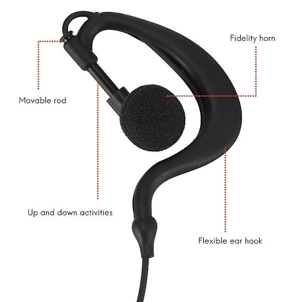 PTT MIC G-formad öronmussla headset för Sepura STP8000 Walkie Talkie Ham Radio Hf Transceiver Handy C1035A（svart）
