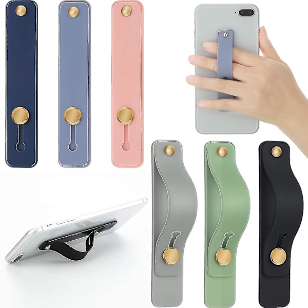 6 stk. Telefonstroppgrep Holder Finger Mobiltelefon Grep Teleskopisk Telefon Finger Stropp Stativ Universal Finger Kickstand For De Fleste Smarttelefoner