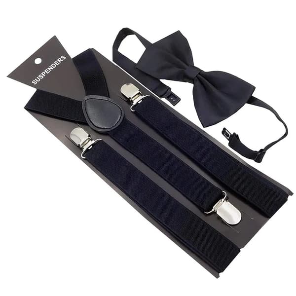 Hängslen och flugset, justerbar fluga för män, elegant accessoar, hängslen för bröllop och affärsevenemang