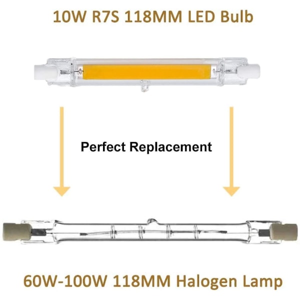 R7s Dimbar glödlampa 118mm 360 strålvinkel 10w 120v 220v 1000lm 3 st.