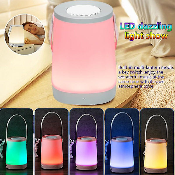 Bluetooth-højttaler, natlys, LED-natlampe, sengebordslampe til soveværelset, Bluetooth-højttalerlampe, atmosfærelampehøjttaler, RGB-bordlampe, genopladelig N