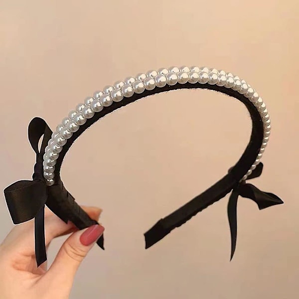 Söt hel pärla hårband hårtillbehör lyx rosett pannband huvudbonad matchande koreansk stil hårbåge hållbar design,WZ-1443R