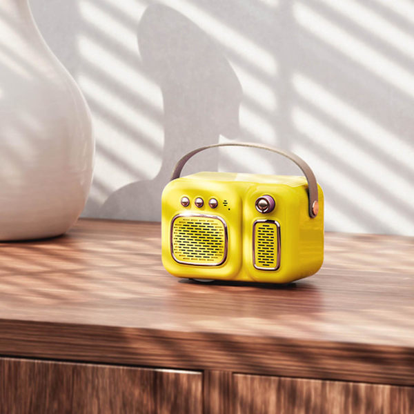 Luova retro-langaton Bluetooth-kaiutin (keltainen)