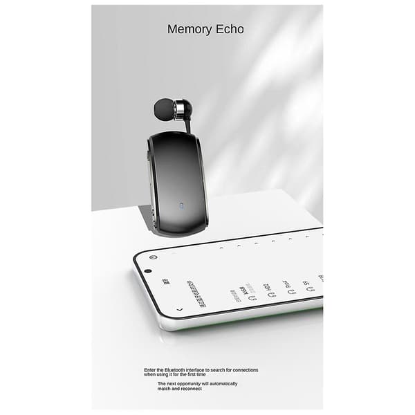 K68 Bluetooth-headset Lavalier Retractable Plug-In Card Single Earphone Multifunctional Clip Headset MP3-spelare Vit（Vit）