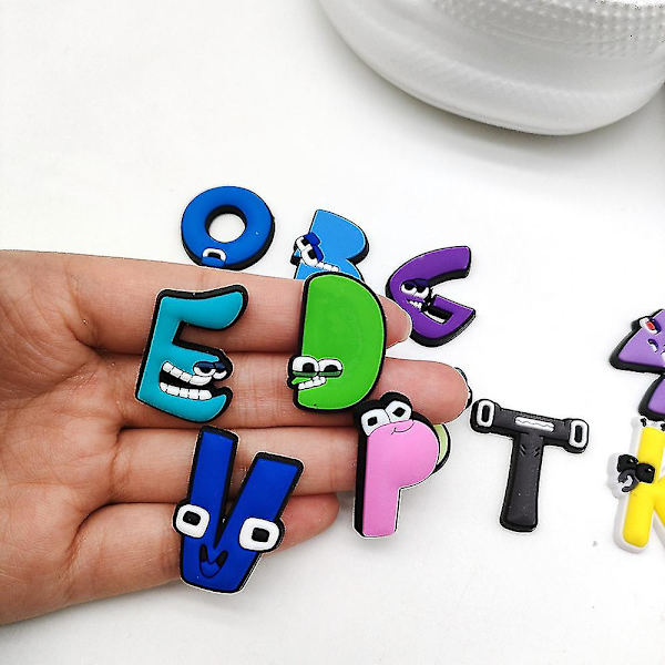 26 stk./sæt Alphabet Lore Sko Charms Sko Dekoration Tegneserie Bogstav Charms Til Diy Croc Clog Sandaler Armbånd Armbånd Dekoration Tilbehør