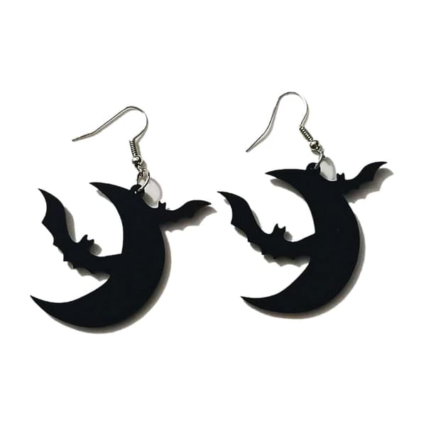 6 Styles Halloween Akryl Øreringe Kranie Bat Måne Spindelvæv Græskar Øreringe