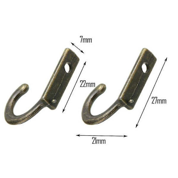 10 stk. vægmonteret krog / metal krog enkelt krog / antik stil metal bronze