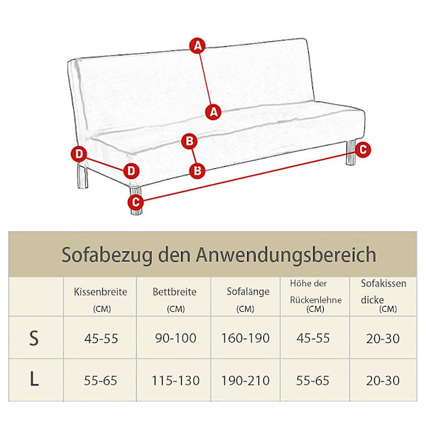 Sofaovertræk uden armlæn 3 sæder/2 sæder, strækbart sofabetræk til sovesofa L