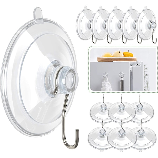 Suction Cup Hooks, 1.77 Inches Clear Pvc Suction Cups With Metal Hooks Removable