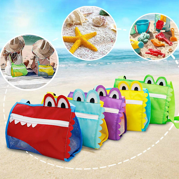 Farfi Children Sand Away Cartoon Crocodile Zipper Design Portable Sand Toys Swimming Accessories Collecting Bag For Holding Shells（Yellow）