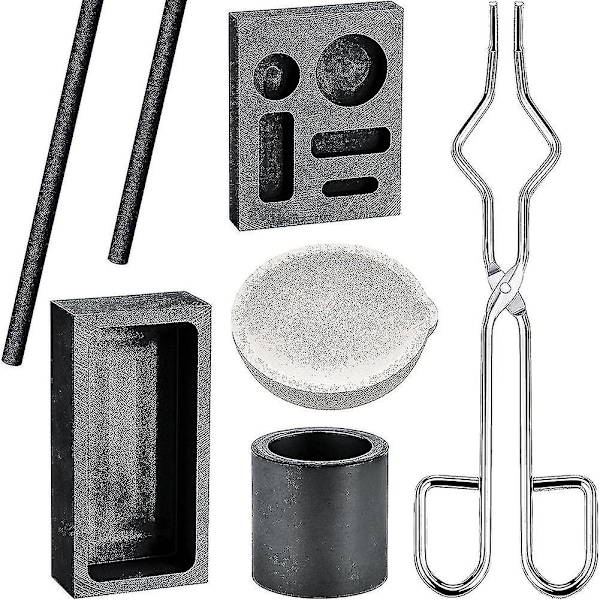 Grafit Fakkel Smeltning Støbning Kit, 2 Grafit Digel Røre Pind, Kvarts Digel, Cylindrisk Gra hy