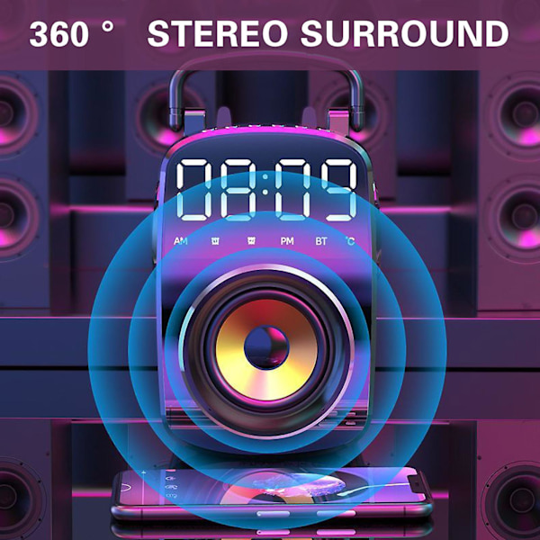 Bluetooth trådlös högtalare bärbar kolumn högtalare subwoofer utomhus musikcenter dator FM-radiohögtalare（svart）