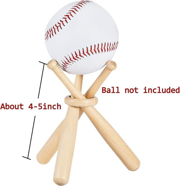 Trä Baseball Stativ Displayhållare Med Mini Basebollträ Och Träcirklar För Basebollspelare Fans (4 Set)