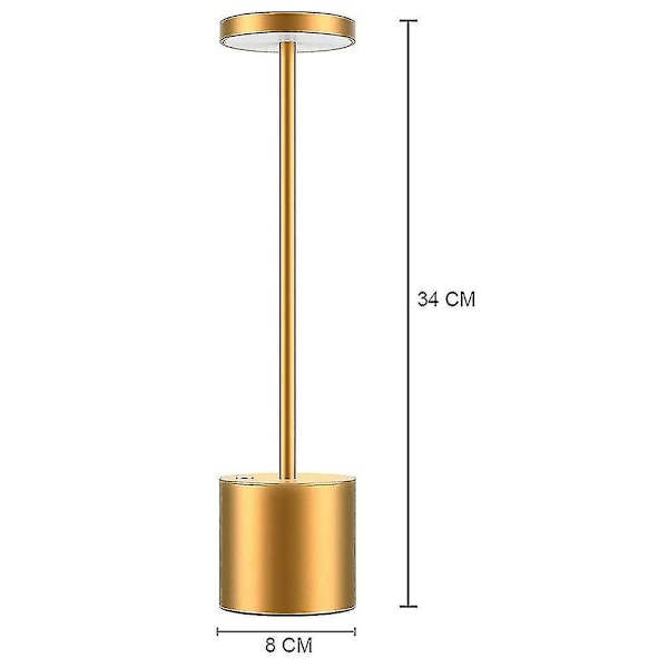 Langaton pöytälamppu, 6000 mAh ladattava akku, 2 kirkkaustasoa, metallinen yöpöytälamppu, olohuoneeseen, makuuhuoneeseen, toimistoon, studioon