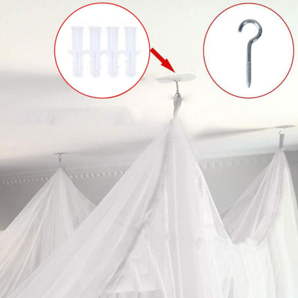 Fyrkantigt mesh myggnät 4 öppningar Myggnät för sängar 190 x 210 x 240 cm Mesh myggnät för säng (fyrkantigt) Vit