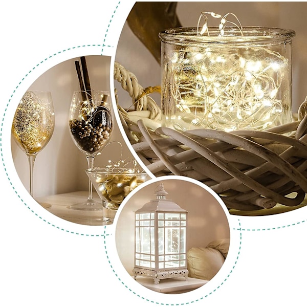 6 kpl mikro 2m 20 LED-valot paristokäyttöiset valosarjat kuparilankavalot makuuhuoneeseen sisä- ja ulkokäyttöön nauhavalot ilman pistoketta koriste Ha